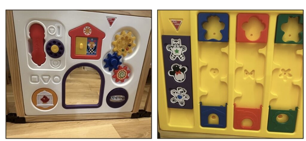 日本育児の木製おもちゃ付きパーテーション