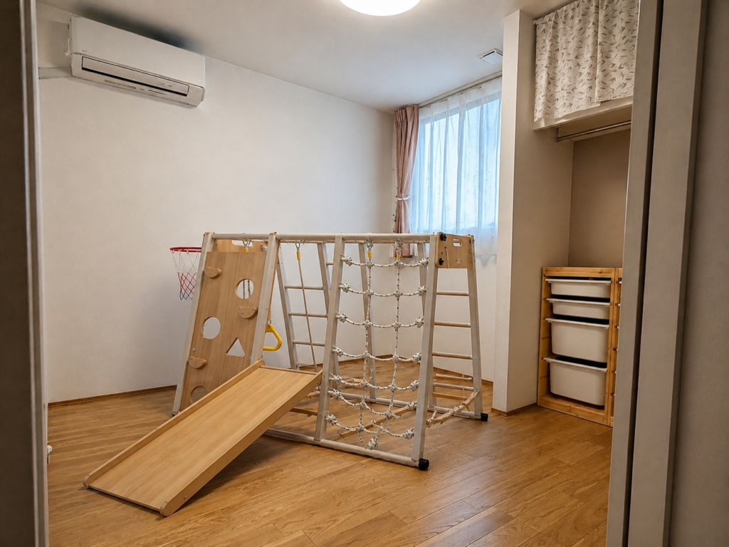 4.5畳子供部屋に大型遊具を置いたときのイメージ（※合成写真）