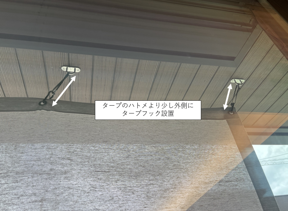 タープフックの取り付け位置