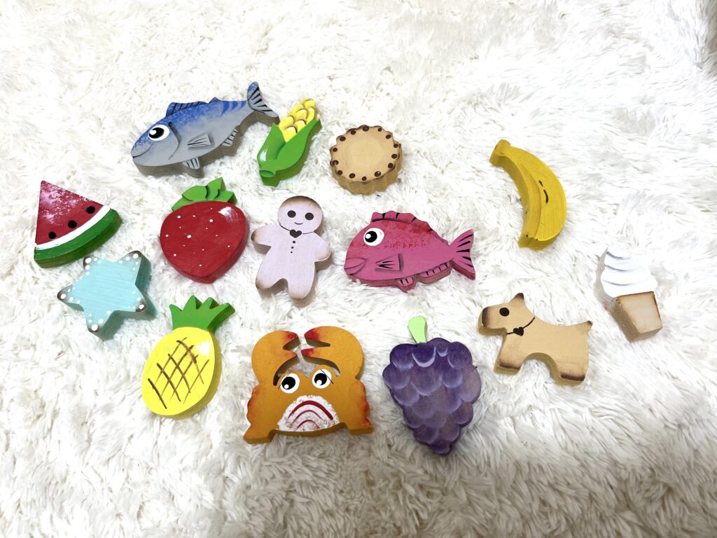木製五徳と一緒に購入した木のおままごと食材
